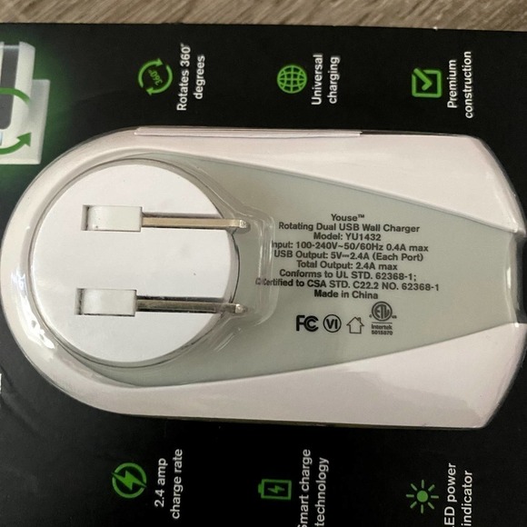 Brand New Dual USB Rotating Wall Charger - Picture 3 of 3